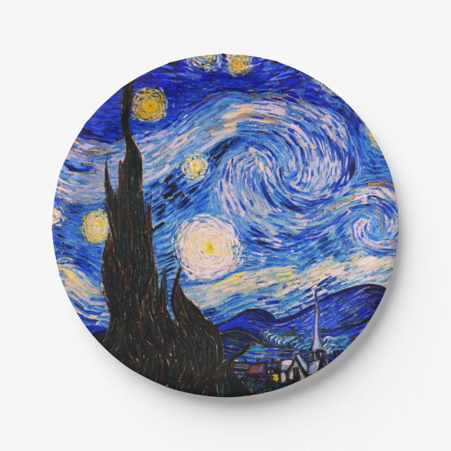 Starry Night von Vincent Van Gogh Pappteller (Vorderseite)