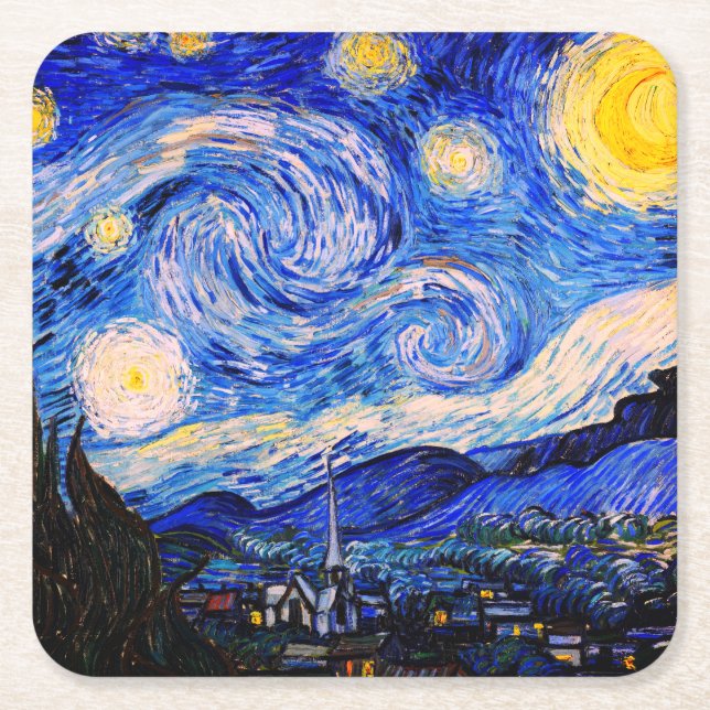 Starry Night von Vincent Van Gogh Rechteckiger Pappuntersetzer (Vorderseite)