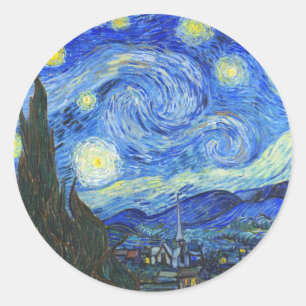 Starry Night von Vincent van Gogh Runder Aufkleber