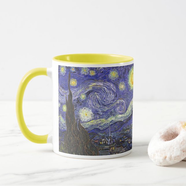 Starry Night von Vincent van Gogh Tasse (Mit Donut)