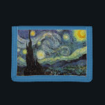 Starry Night von Vincent van Gogh. Tri-fold Portemonnaie<br><div class="desc">Starry Night von Vincent van Gogh. Die berühmteste Kunst,  Impressionismus,  LandschaftsÖlmalerei. Lieblings und geliebt von vielen Menschen. Eine wunderschöne blaue Sternennacht mit gelben Fantasiestars aus Hoffnung und Freude.</div>