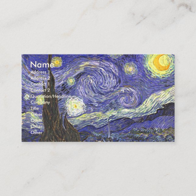 Starry Night von Vincent van Gogh Visitenkarte (Vorderseite)