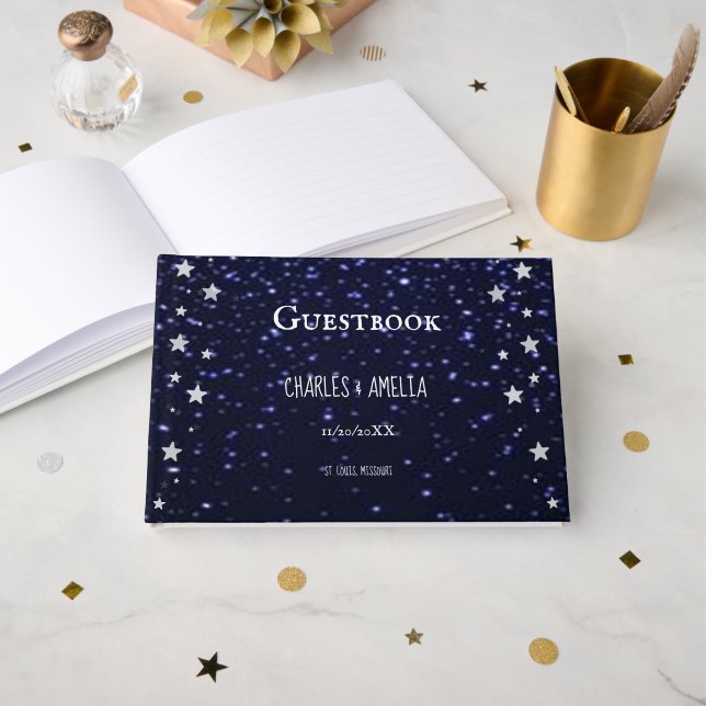 Starry Night Wedding Guestbook Gästebuch (Vorderseite Offen)