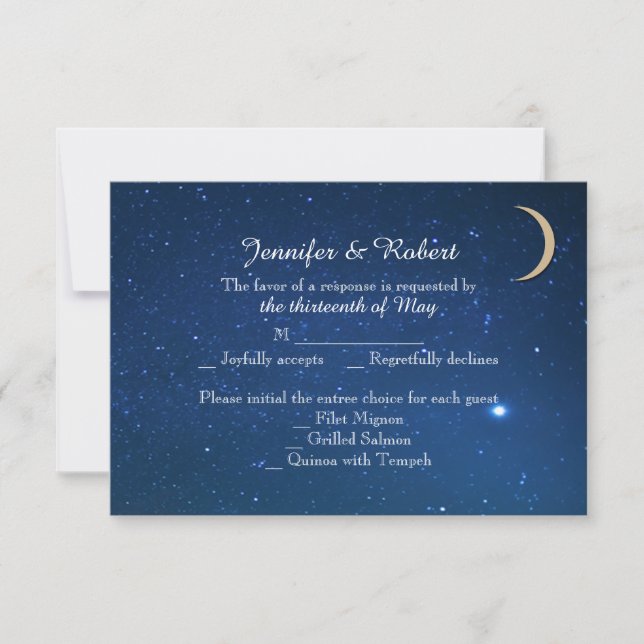 Starry Night Wedding Response Card RSVP Karte (Vorderseite)