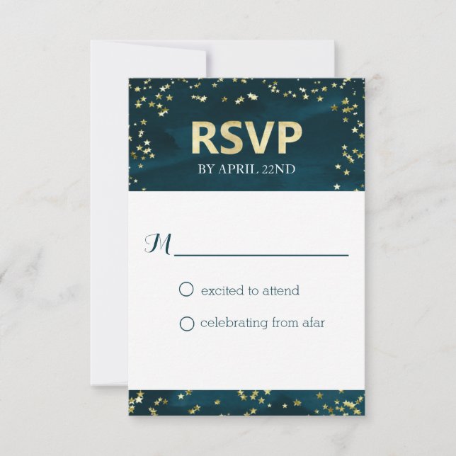 Starry Night Wedding RSVP Card Einladung (Vorderseite)