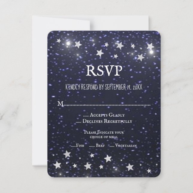 Starry Night Wedding RSVP Card Karte (Vorderseite)