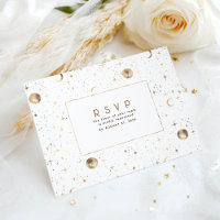 Starry Night White and Gold Wedding RSVP