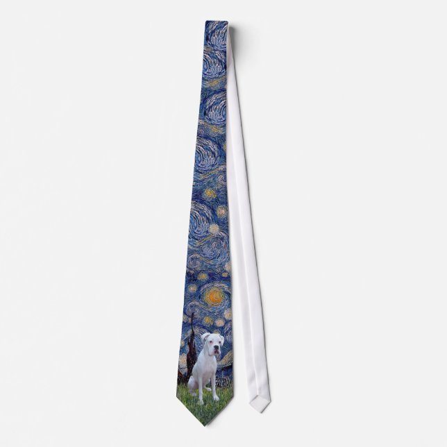 Starry Night - White Boxer Krawatte (Vorderseite)