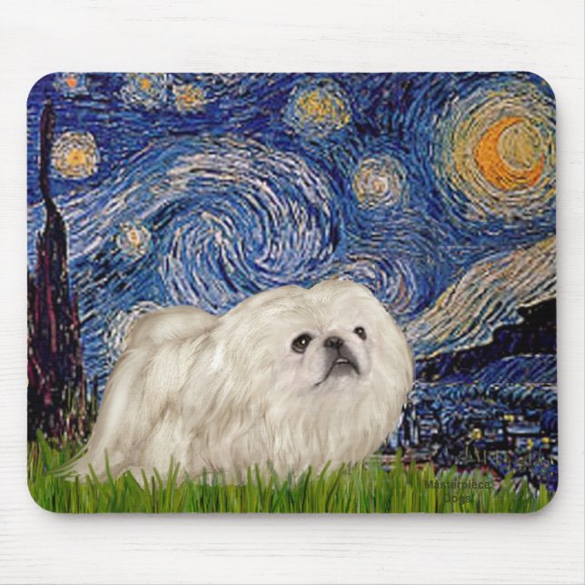 Starry Night - White Pekingese 4 Mousepad (Vorne)