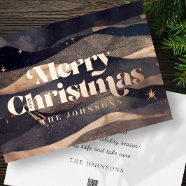 Starry Night Winter Sky Modernes Elegantes Design Folien Feiertagspostkarte