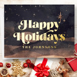 Starry Night Winter Sky Modernes Elegantes Design Folien Feiertagspostkarte<br><div class="desc">Design setzt sich aus sternenartiger nächtlicher Skyline mit Vintager Serif zusammen. Erhältlich hier: http://www.zazzle.com/store/selectpartysupplies</div>