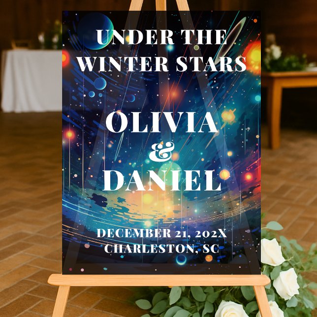 Starry Night Winter Wedding Willkommen Acrylschild (Von Creator hochgeladen)