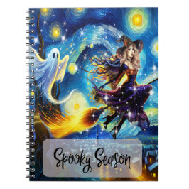 Starry Night Witchy Halloween Design Notizblock