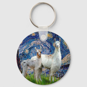 Starry Night with Two Llamas Schlüsselanhänger