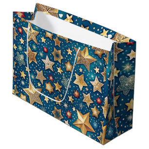 Starry Night Wrapping Paper Shimmering und Festiva Große Geschenktüte