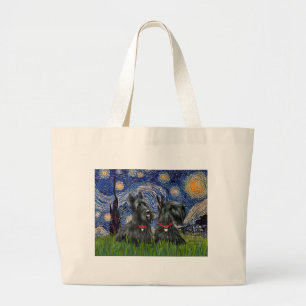 Starry Night - Zwei schottische Terrier Jumbo Stoffbeutel