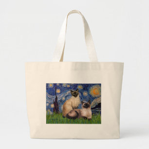 Starry Night - Zwei Siamkatzen (Choc Pt. Jumbo Stoffbeutel