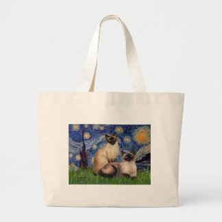 Starry Night - Zwei Siamkatzen (Choc Pt. Jumbo Stoffbeutel