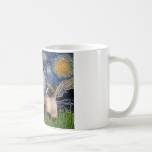 Starry Night - Zwei Siamkatzen (Choc Pt. Kaffeetasse