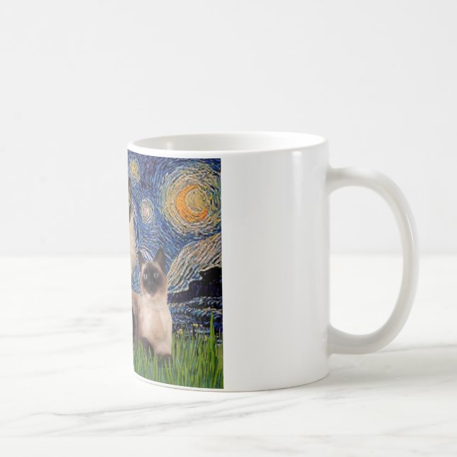Starry Night - Zwei Siamkatzen (Choc Pt. Kaffeetasse (Rechts)