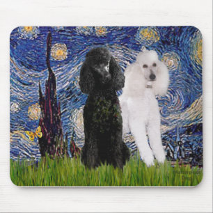 Starry Night - Zwei Standard Poodles Mousepad