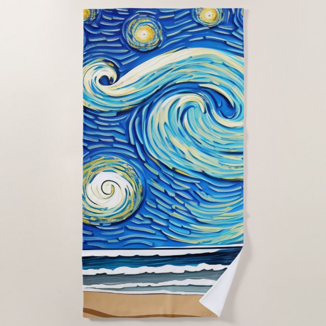 Starry Ocean Summer Beach Waves Strandtuch (Vorderseite)
