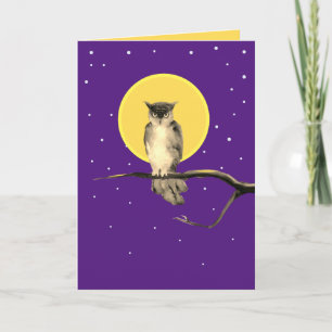 Starry Owl Herbstkarte (Leere) in Lila und Gold Karte