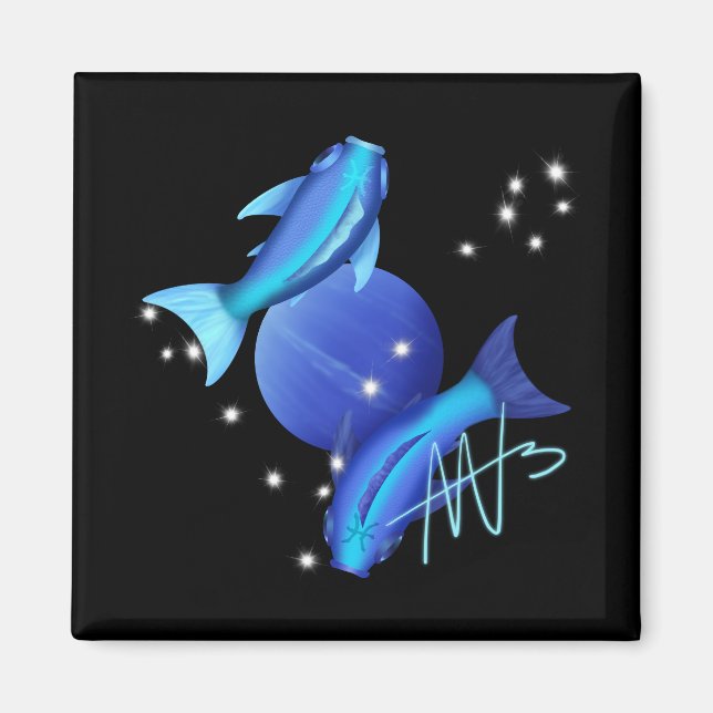 Starry Pisces Neptune Zodiac Magnet (Vorne)
