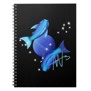 Starry Pisces Neptune Zodiac Notizblock