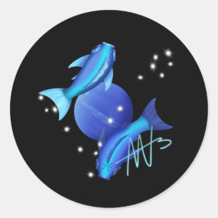 Starry Pisces Neptune Zodiac Runder Aufkleber