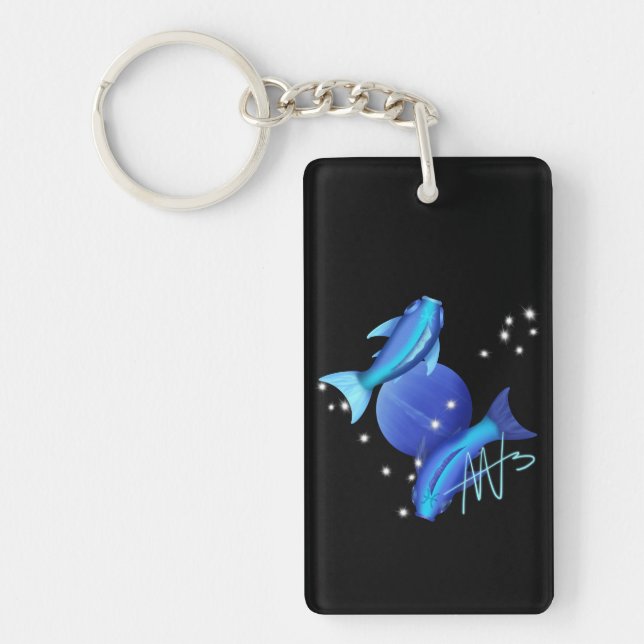 Starry Pisces Neptune Zodiac Schlüsselanhänger (Vorderseite)