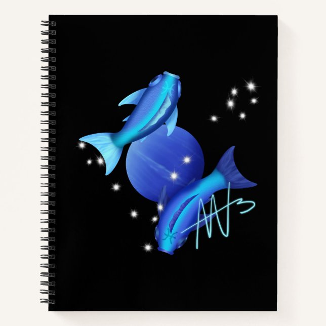 Starry Pisces Neptune Zodiac Spiral Notizbuch (Vorderseite)