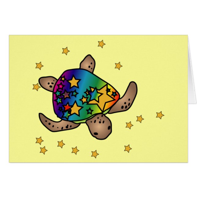 Starry Rainbow Turtle Card (Vorderseite (Horizontal))