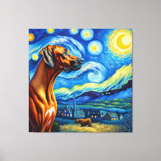 Starry Rhodesian Ridgeback Dog Portrait Leinwanddruck