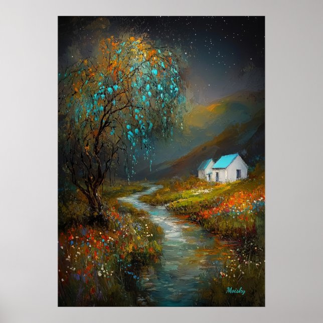 Starry River Hütte - traumhafte Landschaft Poster (Vorne)