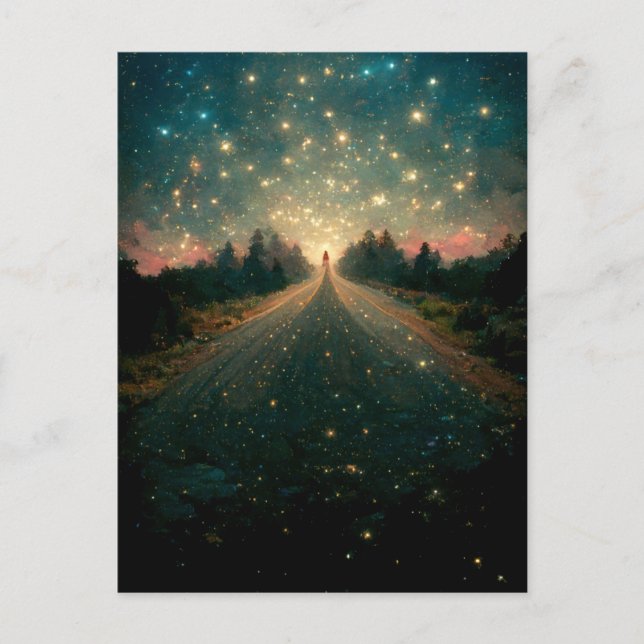 Starry Road Fantasy Landscape Sci-Fi Postkarte (Vorderseite)