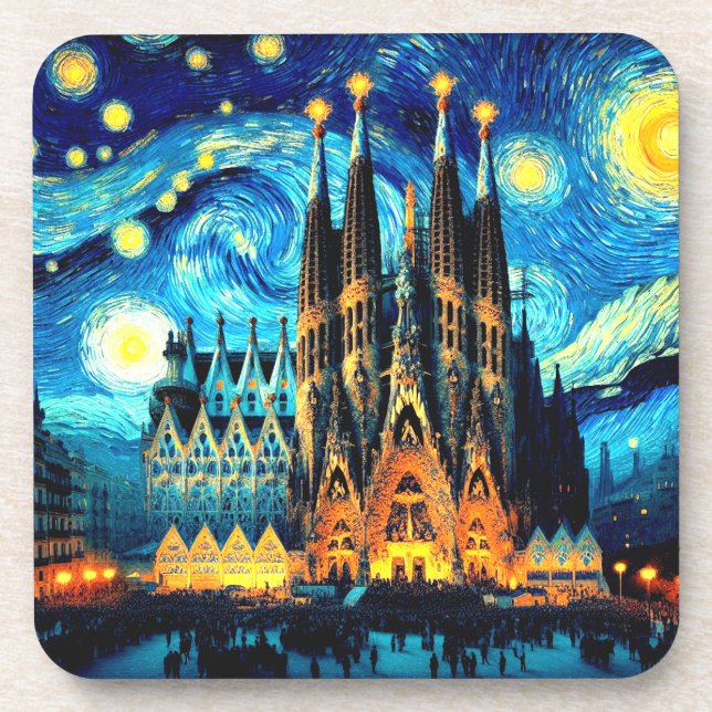 Starry Sagrada Familia Barcelona Getränkeuntersetzer (Vorderseite)