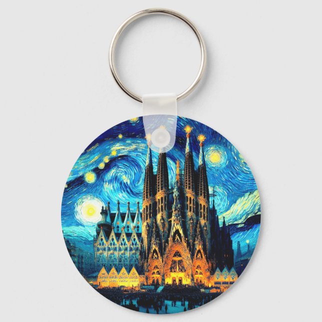 Starry Sagrada Familia Barcelona Schlüsselanhänger (Vorderseite)