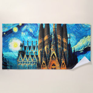 Starry Sagrada Familia Barcelona Strandtuch