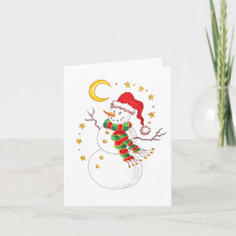 Starry Santa Snowman Grußkarte Karte
