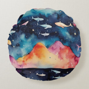 Starry Seascape Rundes Kissen