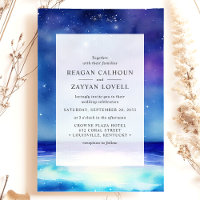 Starry Seascape Wassercolor Einladung zur Hochzeit