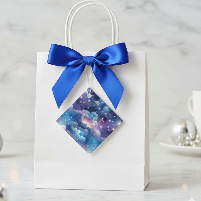 Starry Sky Adoption Dusche - Mond und Sterne Geschenkanhänger (Starry Sky baby shower gift tag)