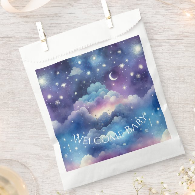 Starry Sky Adoption Dusche - Mond und Sterne Geschenktütchen (Starry sky baby shower favor bag)