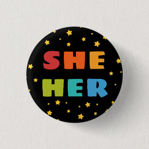 Starry Sky Regenbogenbriefe Sie Ihre Trans Pronoun Button