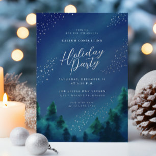 Starry Sky Silver Foil Holiday Party Einladung