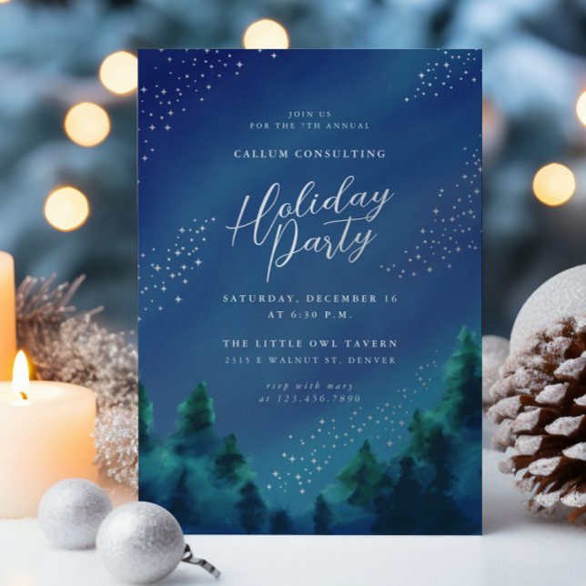 Starry Sky Silver Foil Holiday Party Einladung (Von Creator hochgeladen)