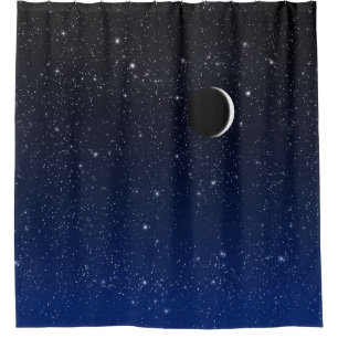 Starry Sky und Crescent Moon, Deep Blue to Black Duschvorhang