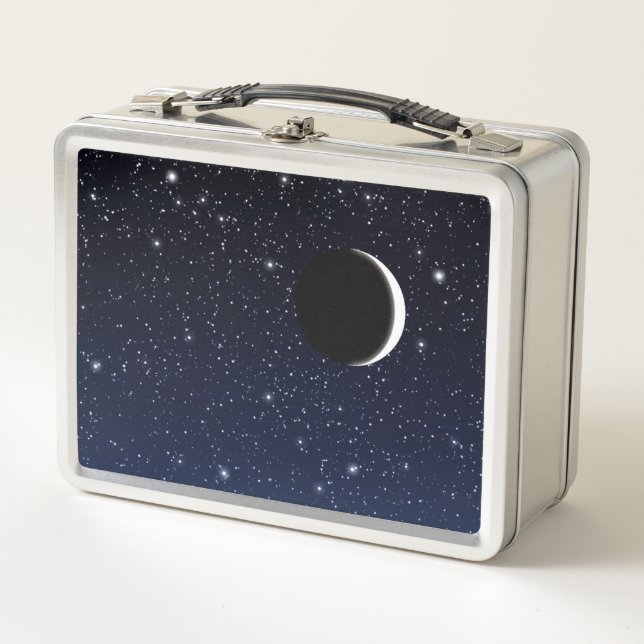 Starry Sky und Crescent Moon, Deep Blue to Black Metall Lunch Box (Vorderseite)