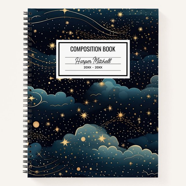 Starry Sky Wirbel Komposition Notebook Notizbuch (Vorderseite)